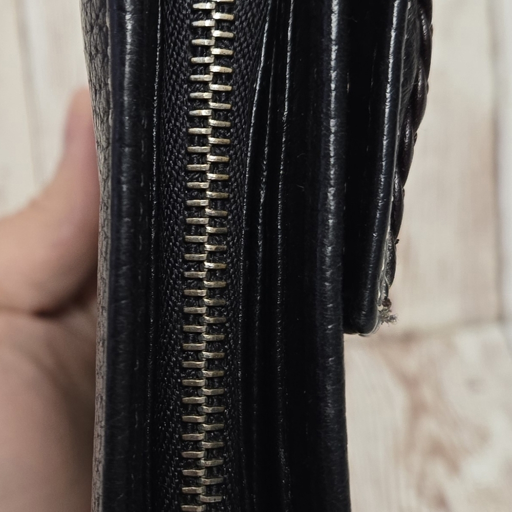 Brighton Black Brown Leather Wallet Western Concho Braided Trim Organizer Bifold - Picture 10 of 12